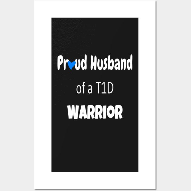 Proud Husband White Text Blue Heart Wall Art by CatGirl101